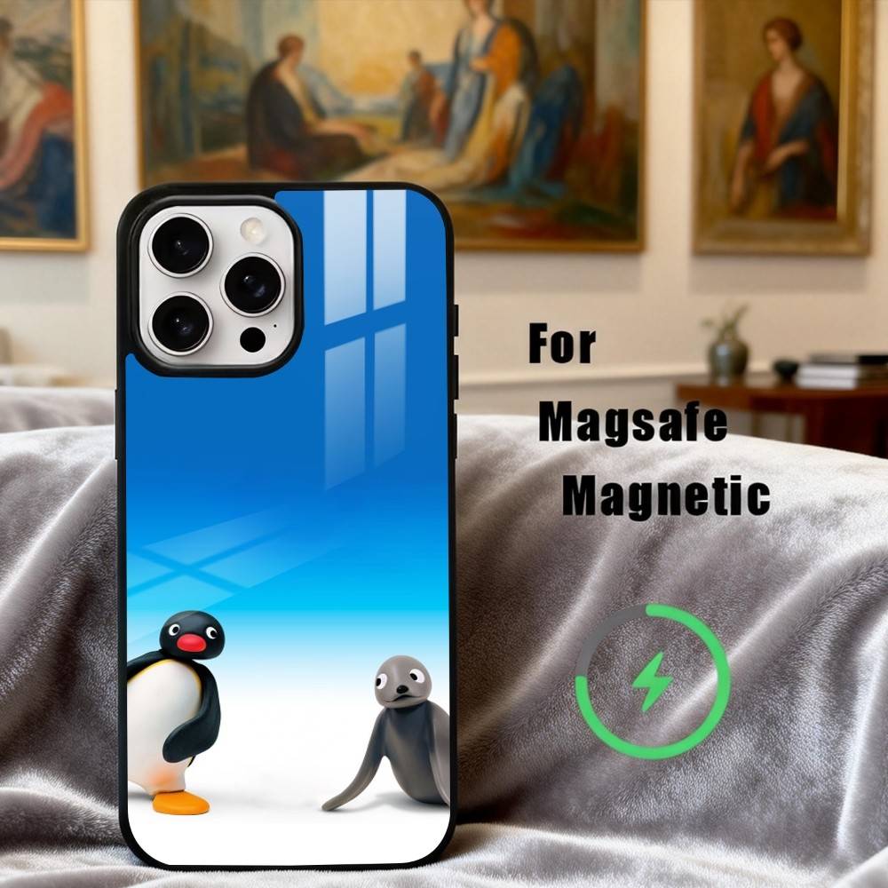 Cute P-Pingu-ES Penguin Phone Case For iPhone17,16,15,14,13,12,11 Plus,Pro Max Magnetic For Magsafe Wireless Charging