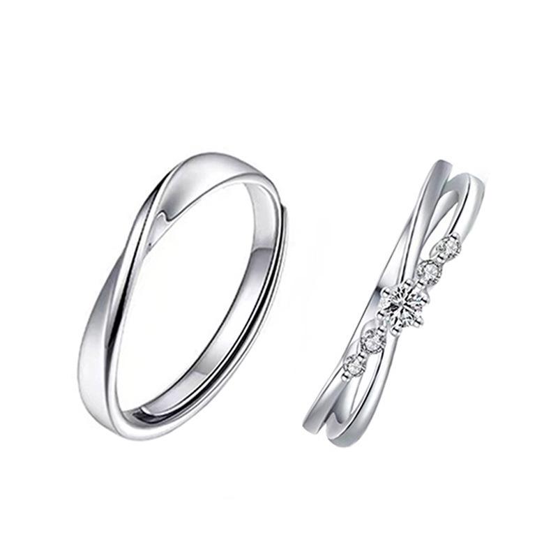 Sweet Mood Diamond-Inlaid Mobius Couple Rings, Adjustable & Fashionable for Men and Women