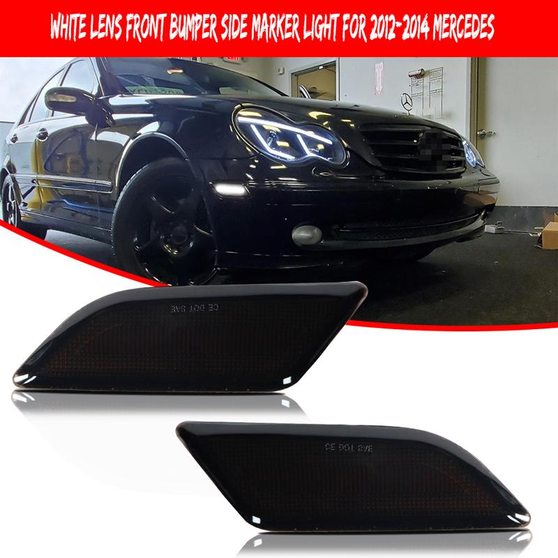 Front Side Bumper White LED Marker Lights For 20122014 Mercedes Benz