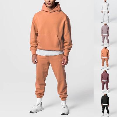 Traje deportivo y de fitness holgado para hombre, sudadera con capucha y pantalones casuales de moda, conjunto de algodón de dos piezas