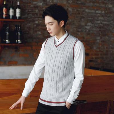 Men's Slim Knitted Wool V-Neck Vest - Trendy Korean Sleeveless Sweater