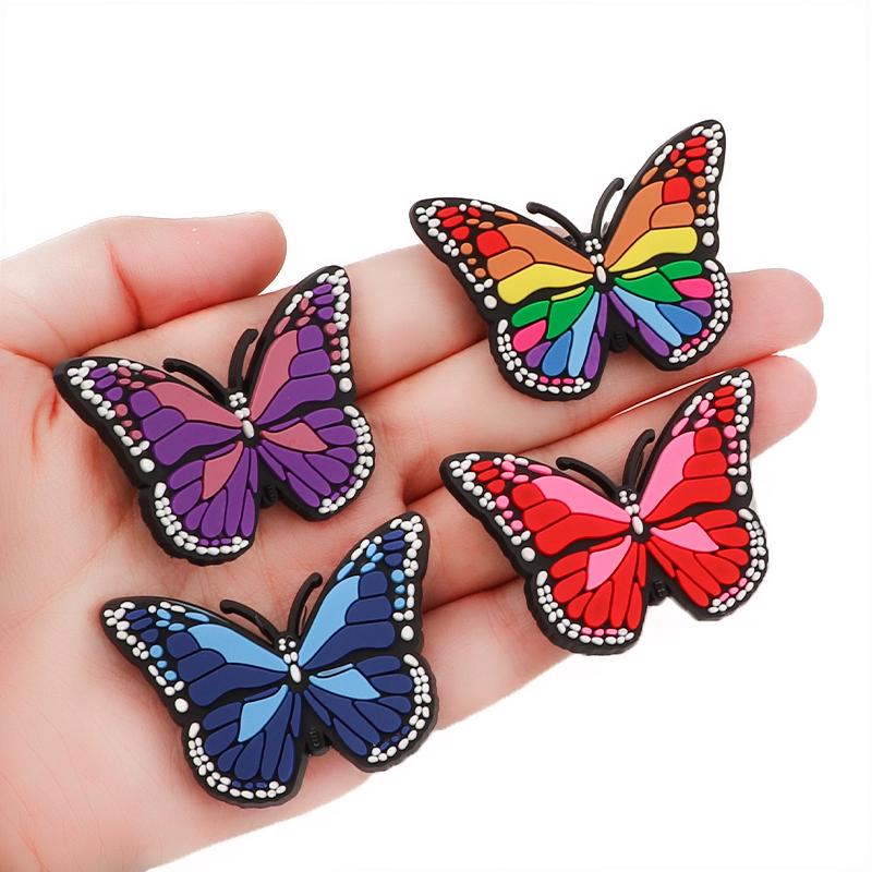 New 1PCS Butterfly Shoe Charms Summer Shoes Decorations Jeans for Girl Boy Designer Women Shoes Accessories for Shoes Charm Pins