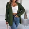 Women Autumn Winter Casual Pocket Solid Color Long Sleeve Knitted Sweater Cardigan