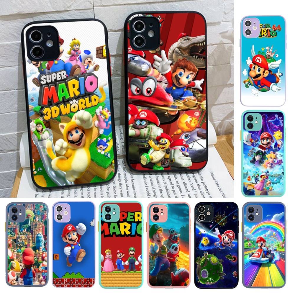 Hot Games Super Marioes Phone Case for iPhone 14 11 12 13 Mini Pro Max 8 7 Plus X XR XS MAX Translucent Matte Cover