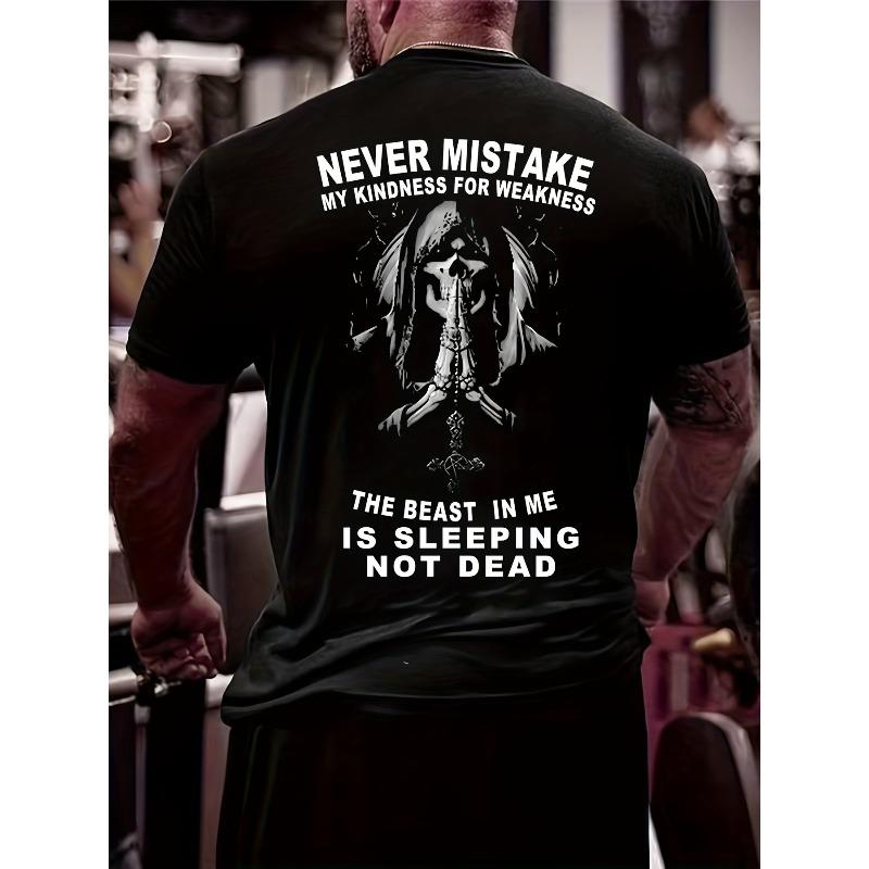 

European Size Plus Size Men S Hardcore Style Short Sleeved T-Shirt Made of Pure Polyester Regular Breathable Casual Top for Daily Street Wear S