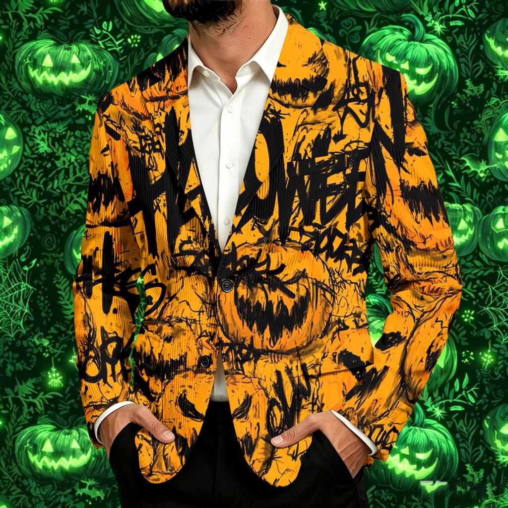 Męski sztruksowy styl biznesowo-casualowy z nadrukiem na Halloween
