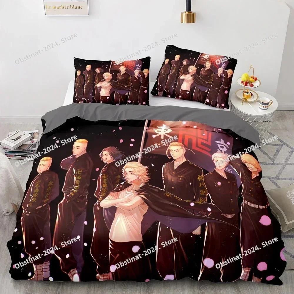 3D Anime Tokyo Avengers Manjiro Sano Bedding Set Printed Single Comforter Duvet Cover Pillow Case 3 Pieces Sets Kids Adult Size