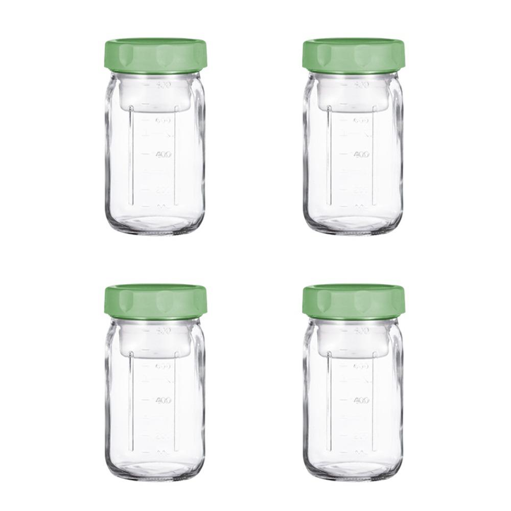 Pacote com 4 Potes de Vidro para Salada de 32 Oz com Recipiente para Molho Embutido e Marcações de Escala Potes Mason Jars Separação Úmido e Seco Copo à Prova de Vazamentos para Aveia