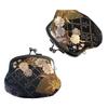 Gold Brocade Clasp Coin Accessory Made in inches Blossom Black and Japanese-style Nishijin-ori Purse, Wallet, Purse, Case, Pouch, Japan, 2.5 (Cherry
