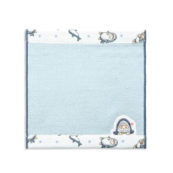 Mofusand Shark Cat Towel Handkerchief Blue Cute Gauze Pile Approximately 2424 Cm