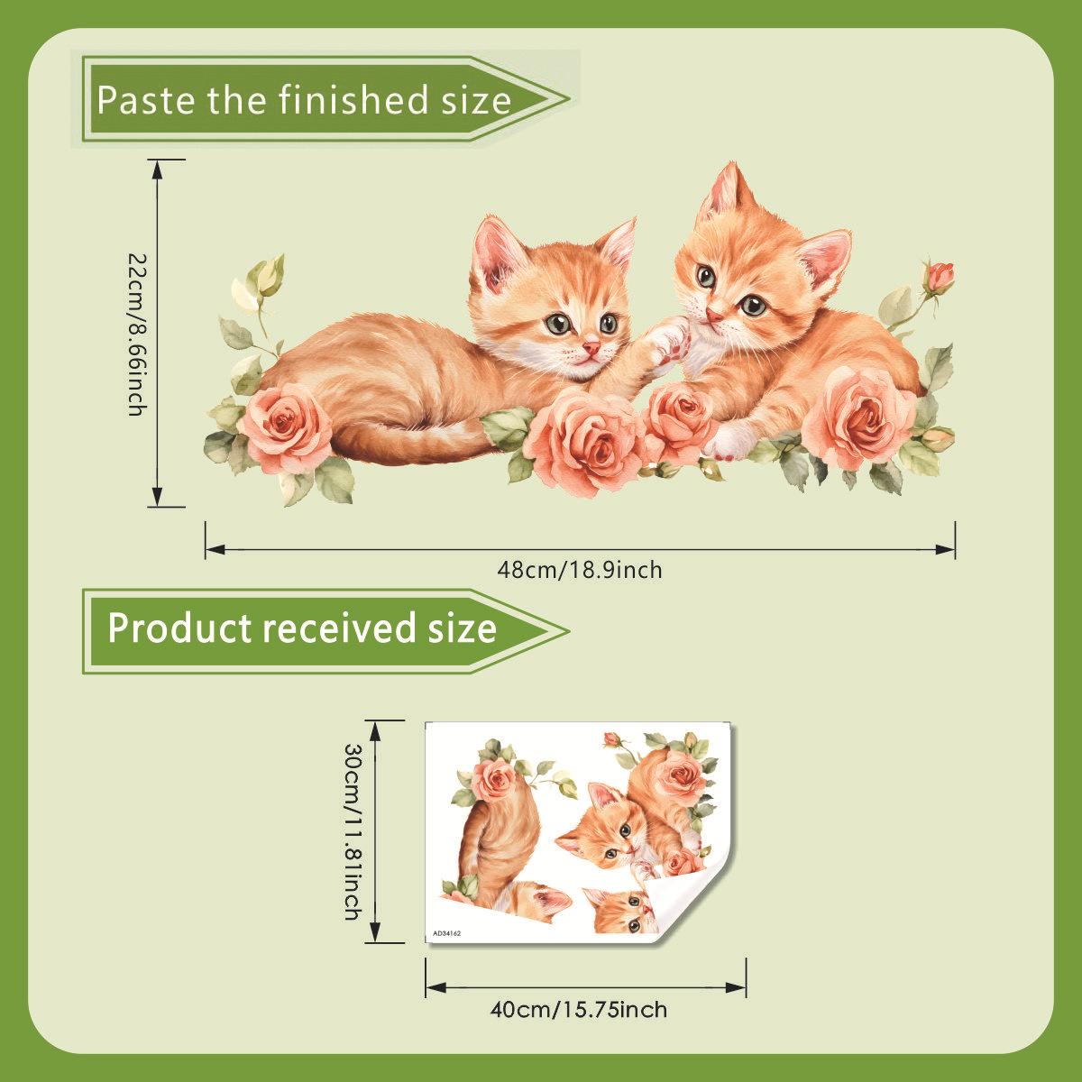 

Kids Room Living Room Wall Decor Sticker - New Cute Cat Flower Home Decoration 30x40cm