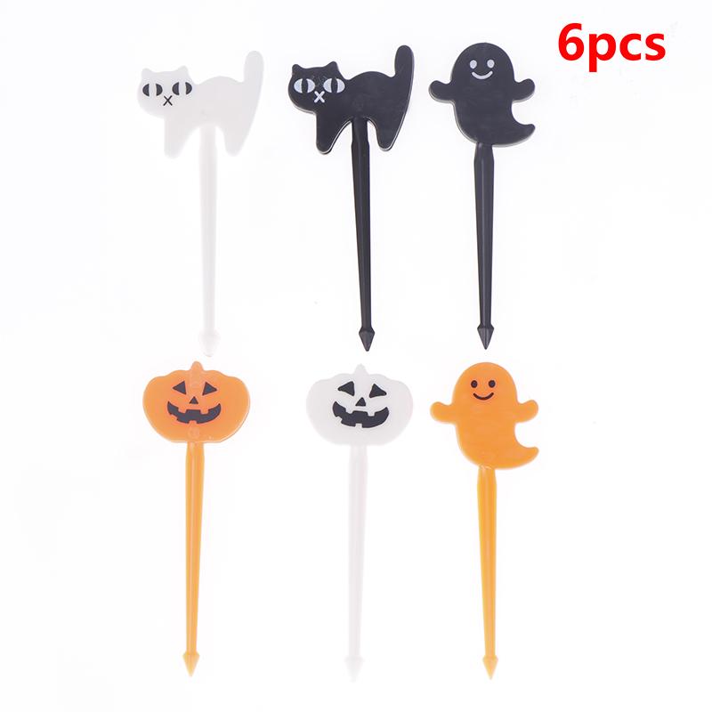 6/10/12 Stück Obstgabel Mini Cartoon Kinder Snack Kuchen Dessert Pick Zahnstocher Bento Mini Mittagessen Halloween Party Dekoration