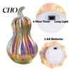Party Decoration Essential Glass Pumpkin Light Battery Operated LED Lantern Fall Lighted Festive Accessory Centerpiece for Halloween Thanksgiving