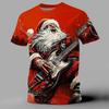 Christmas T-Shirts For Men Funny Santa Claus Musical Printed Men's Clothing Designer Short Sleeved Loose Oversized T-Shirts Tops