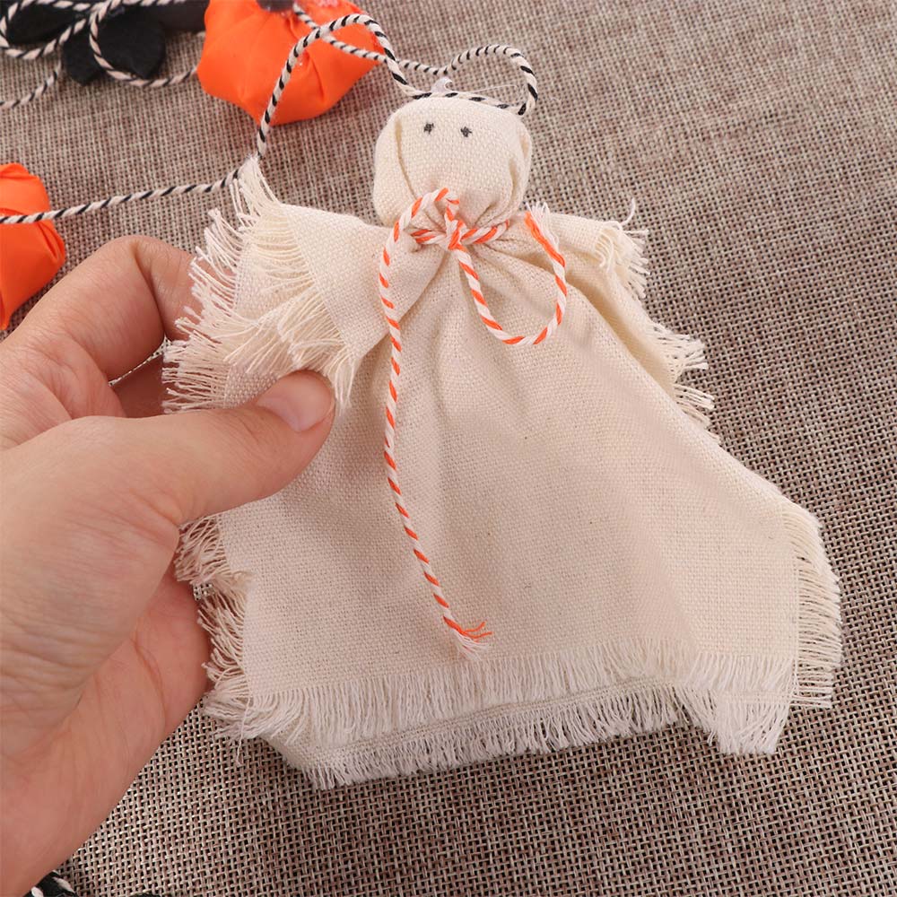 Pumpkin Halloween Decorations Banner Bat Halloween Flag Pulling Linen Ghosts Banner  Festival