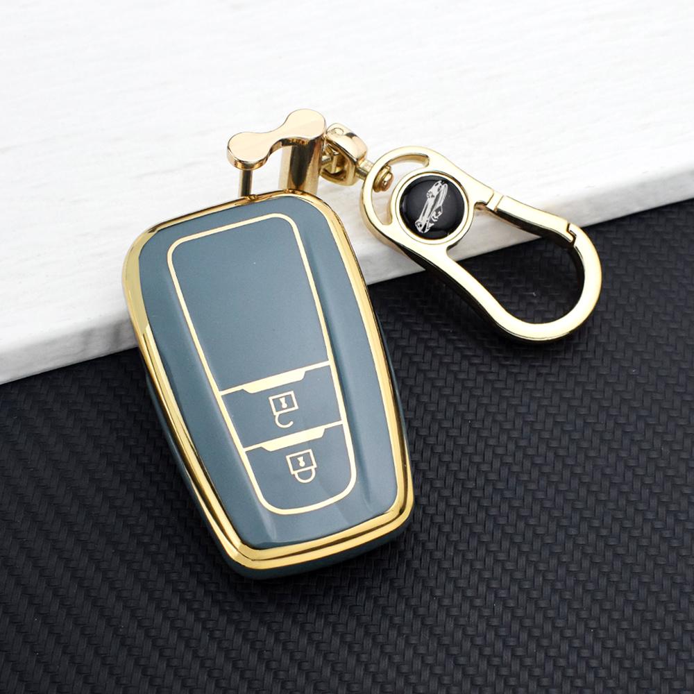 Soft TPU Car Key Case Shell For Toyota Prius Camry Corolla C-HR RAV4 Land Cruiser Prado Key Protector Cover Key Rings Auto Parts