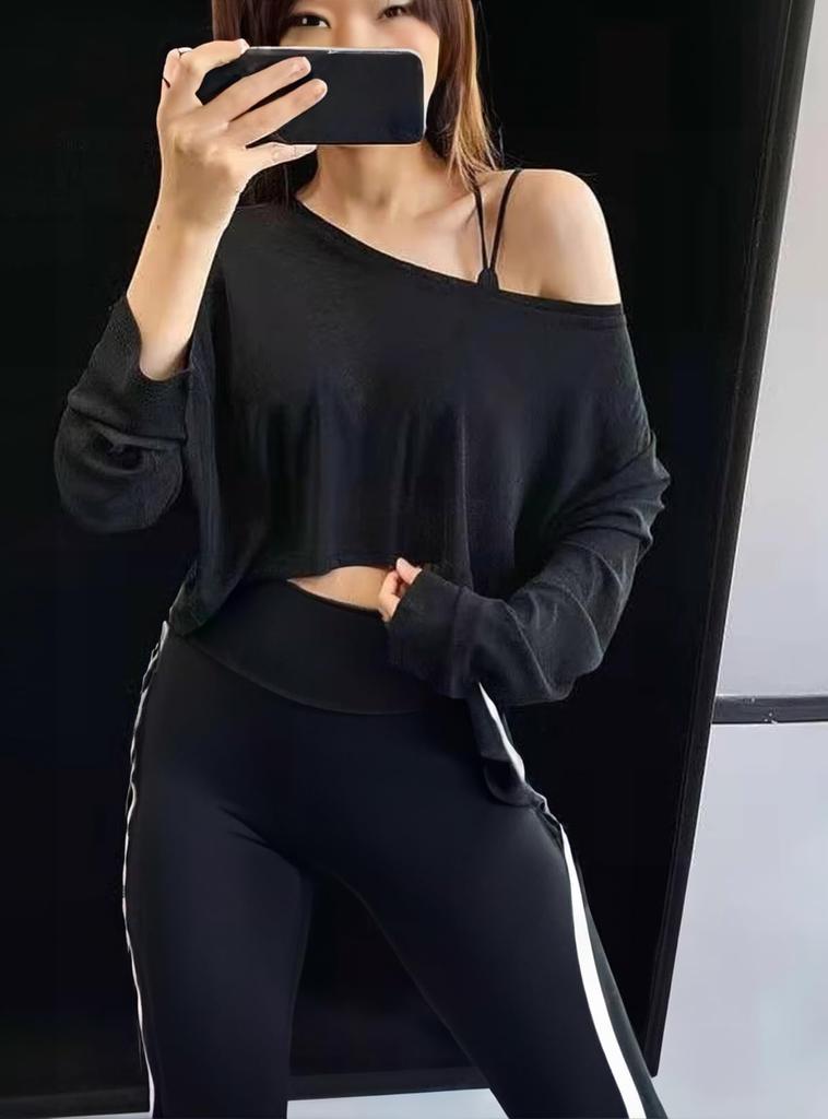 Yuoku Crop Short Loose Long Streetwear Dance Hip Jazz Women's Top, Hoodie, Fit, Thin, Sheer, Sleeves, Pullover, Layering, Midriff-Baring, Costume,