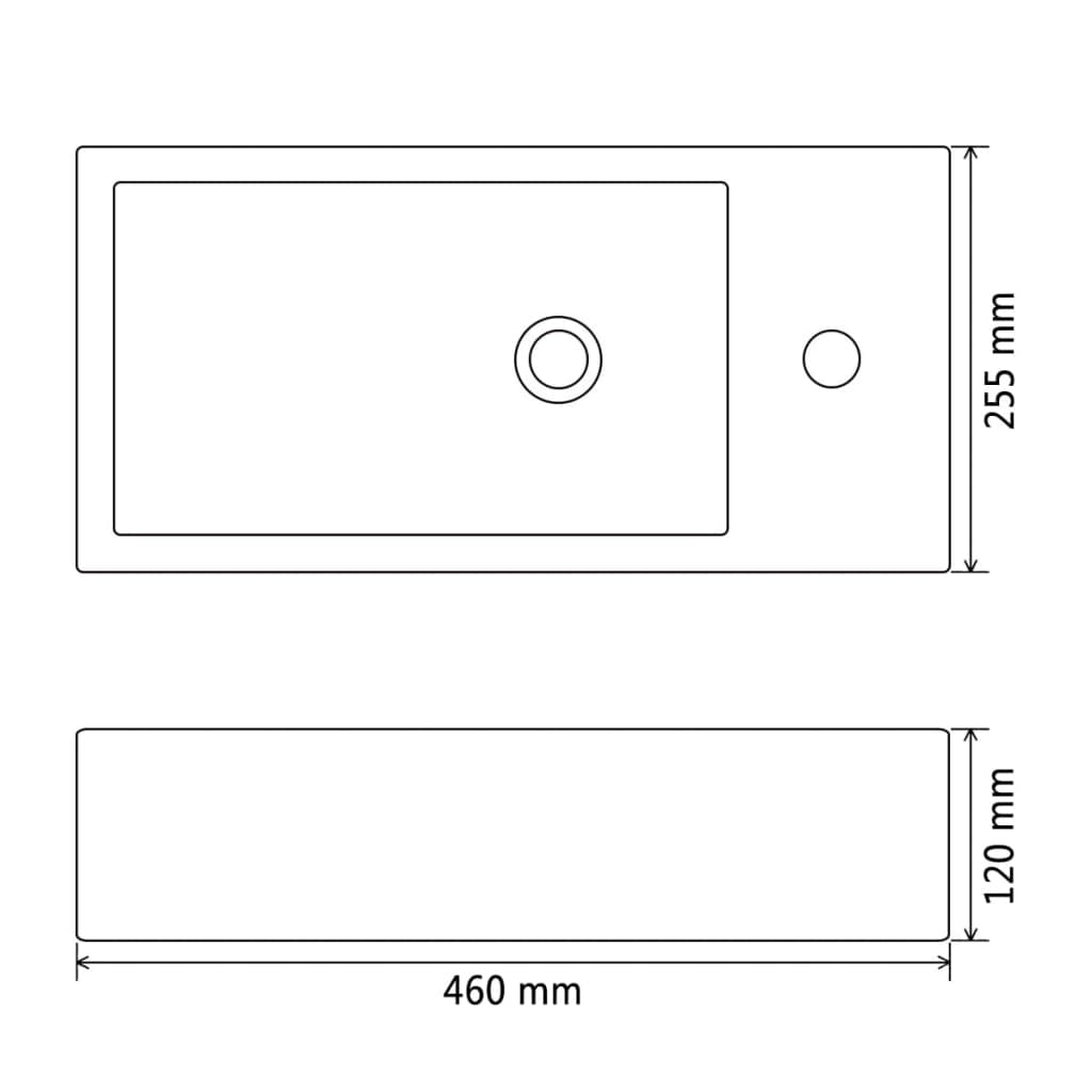 Rectangular Wash Basin + Faucet Hole Ceramic Black 46 X 25.5 X 12 Cm