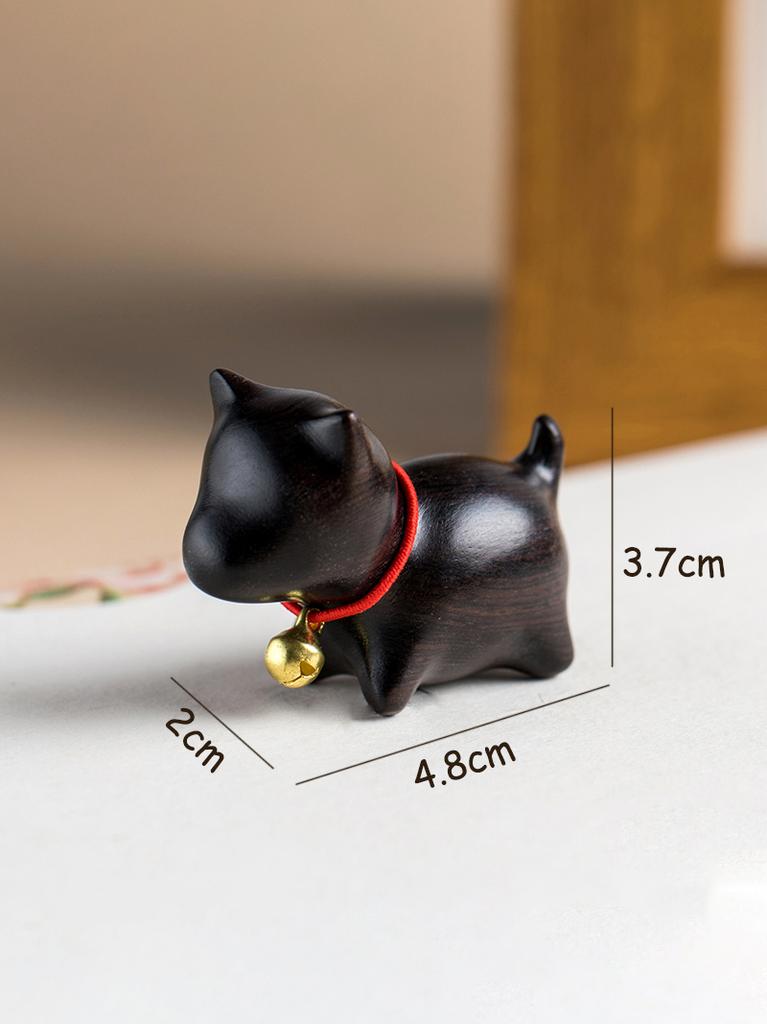 Mini Natural Wood Cat Dog Miniatures Hand-Carved Wooden Puppy Kitty Figures Room Decor Home Decoration Accessories