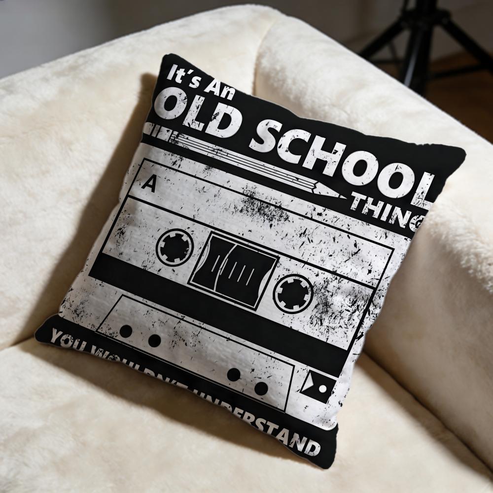 Music Tape Cushion Cover Soft Decorative Pillow Case Suitable for Bedroom Sofa Car Travel Use