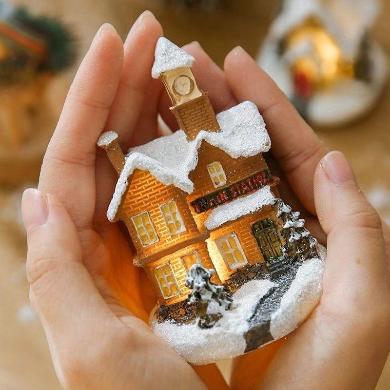 Christmas micro landscape mini luminous small house tabletop ornament Christmas tree ornament children's small gift