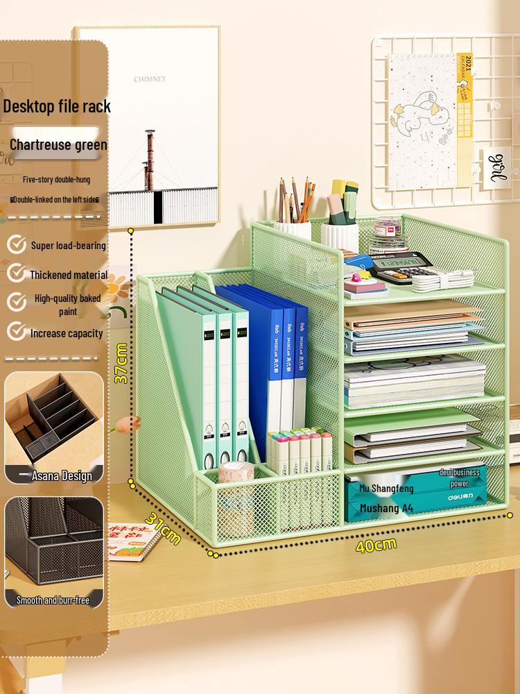 Multi-Layer Desktop File & Book Organizer for Office & Student Use