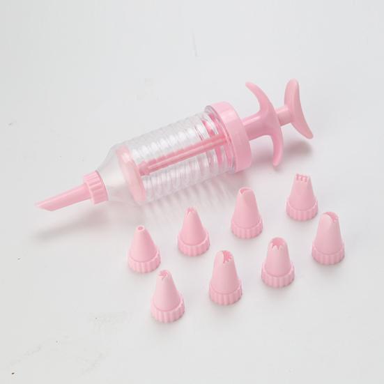 1 Set Pastry Nozzle Kit Food Grade Safe Pink DIY Baking Cake Decorating Syringe for Kitchen