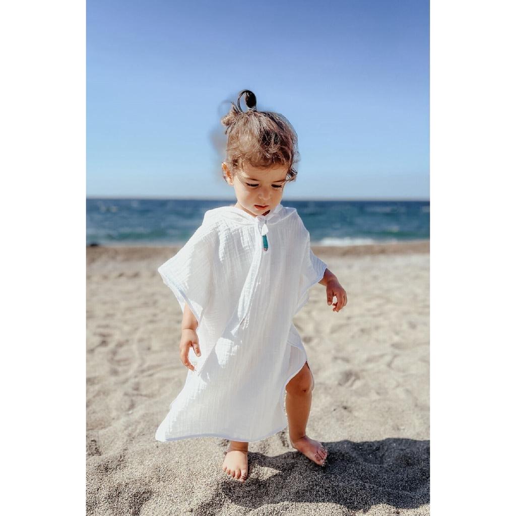 100% Organic Cotton Muslin Poncho - Girls Boys Baby Kids Poncho, Beach Poncho, Bathrobe