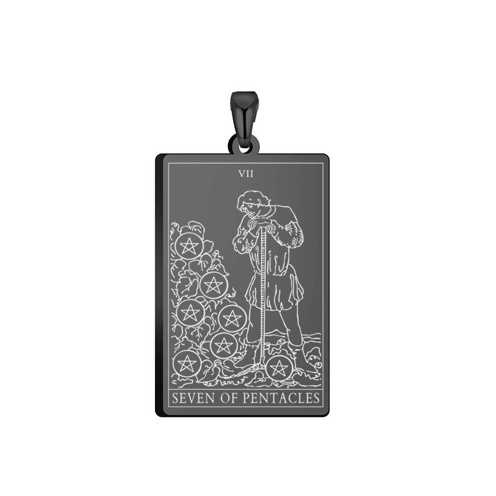 Dawapara Pentacles Tarot Card Pendant for Necklace Stainless Steel Golden Black Jewelry Accessories Charms Pendants