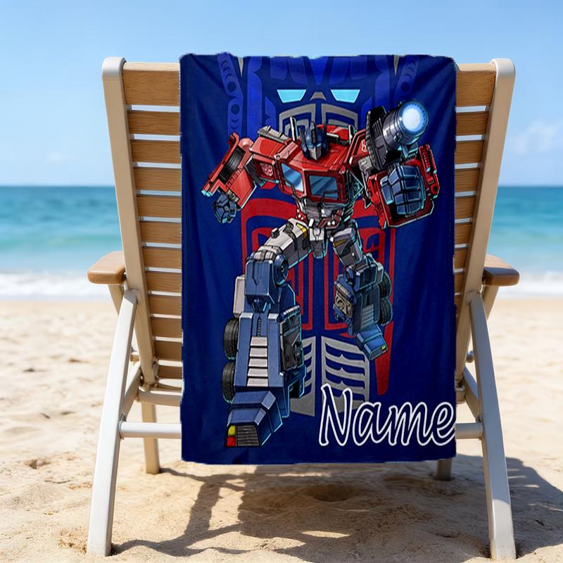 1pc Transformers Beach Towel with Custom Name, Beach/Swimming/Bath/Picnic/Camping Towel, Suitable for Seaside Beaches
