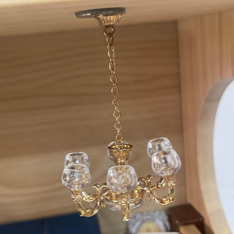 Kronleuchter Spielzeugfigur Modell Realistisch Vintage Licht Puppenhaus Rollenspiel Mädchen Geschenk Vintage Licht Mini Modell Spielzeug