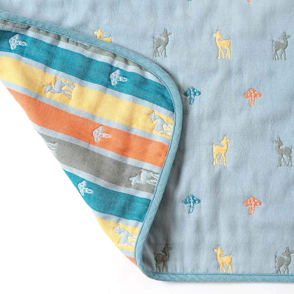 10mois Amelie Fluffy Gauze Blanket 21151010 Organic Cotton (6-Layer Gauze) (Mini Size) Blue-Green 100%