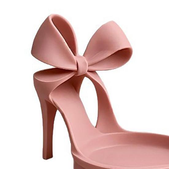 High Heels Jewelry Tray Pink Shoe Shaped Trinket Dish for Rings Earrings Necklaces Decorative Bowknot Desk Vanity Organizer for Women