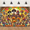 1pc Day of the Dead Celebration Art Tapestry  Classic Weaving Wall Decoration  Suitable for Indoor and Outdoor Parties