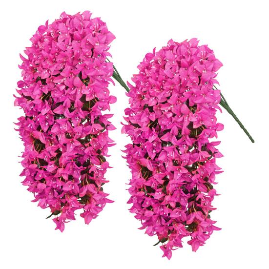 2Pcs Hanging Artificial Bougainvillea Speetabilis UV Resistant Realistic Fake Flower Wedding Party Indoor Outdoor Garden Yard Wall Hanging Faux Bloom