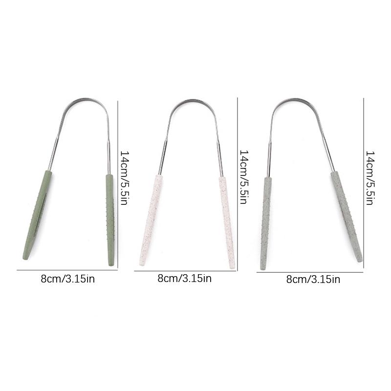 1Pcs Stainless Steel Tongue Scraper Fresh Breath Cleaning Coated Tongue Toothbrush Oral Hygiene U-Shaped Metal Tongue Scraper