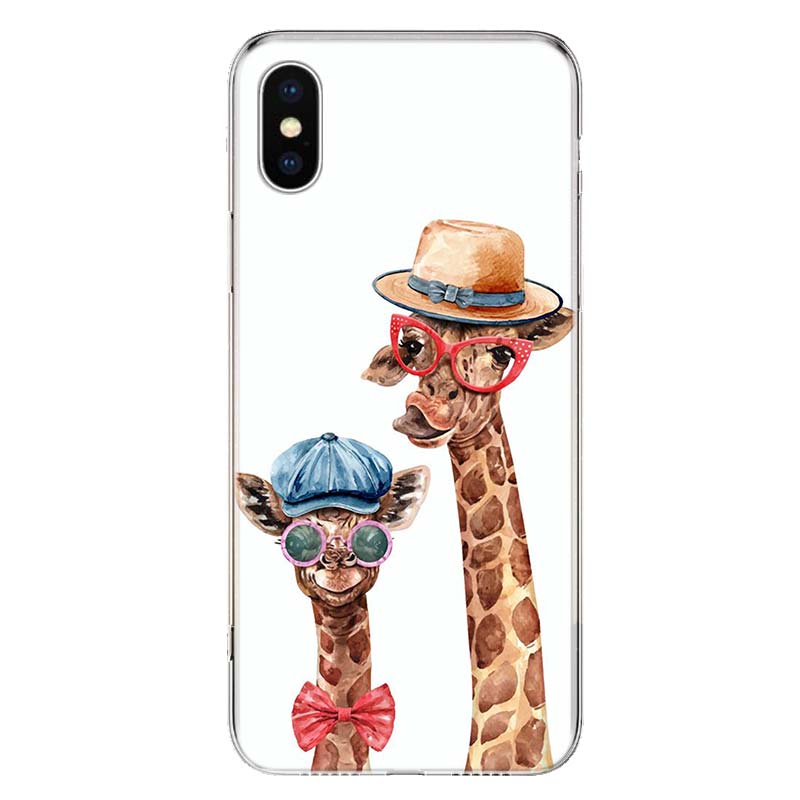 Søtt Tegneserie Giraff Dyr Deksel Telefondeksel For Apple iPhone 11 12 13 14 Pro 7 XR X XS Max 6 6S 8 Plus + Mini 5 SE Trykk Mykt