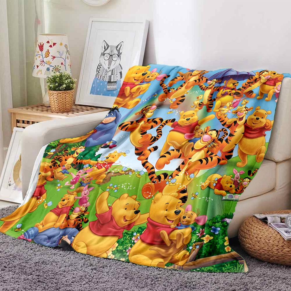 Winnie Pooh Party Flannel Blanket Super Soft Warm Cozy Blanket For Sofa Bed Office Travel Allseason Home Decor Gift