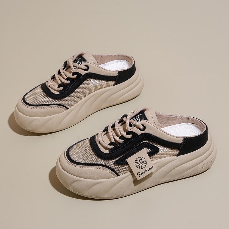 CRLAYDK Women's Walking Mules Sneakers Slip On Mesh Summer House Slides Comfortable Backless Loafers Outdoor Nursing Shoes