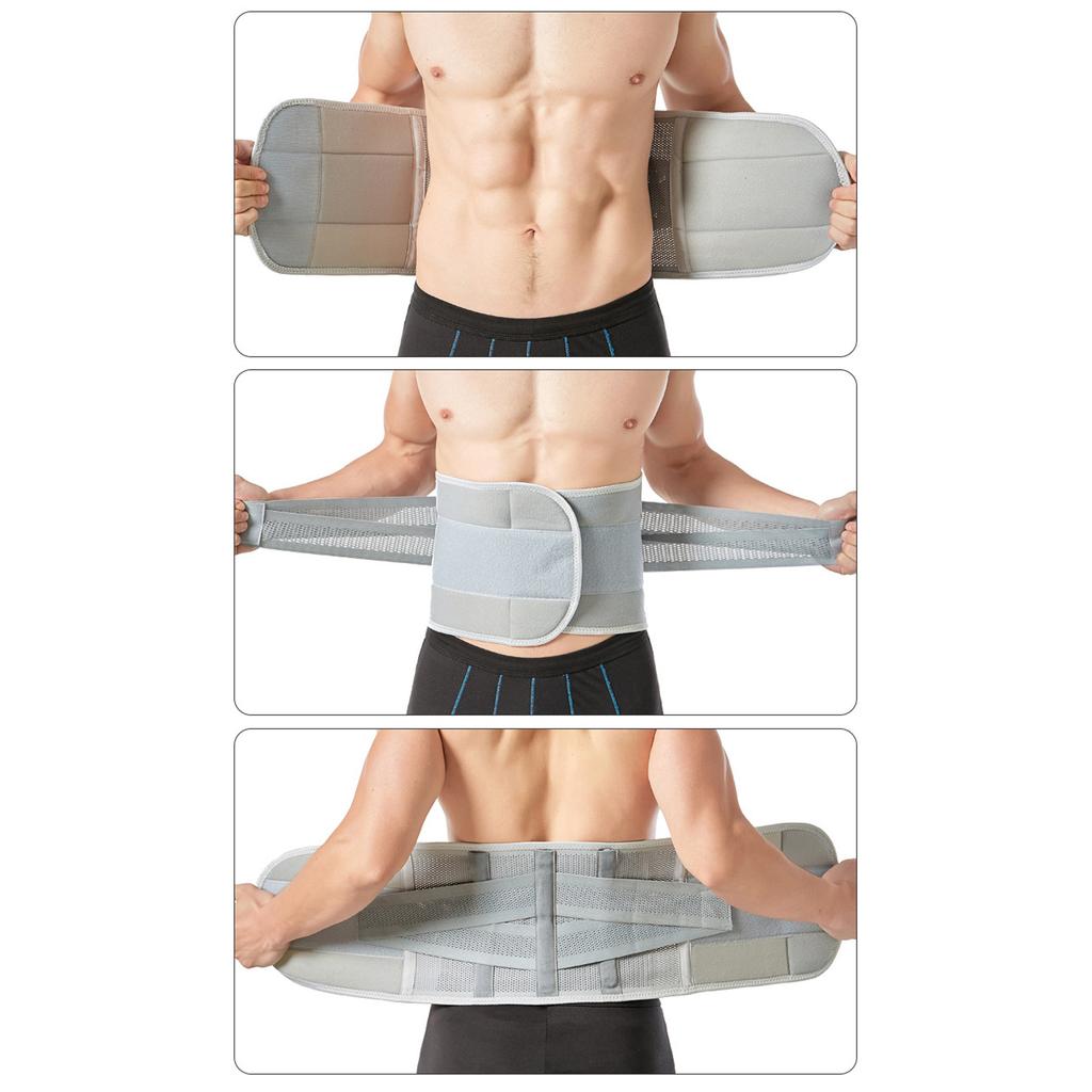 XL Back Brace Grey Breathable Removable Lumbar Support Back Brace for Lower Back Pain