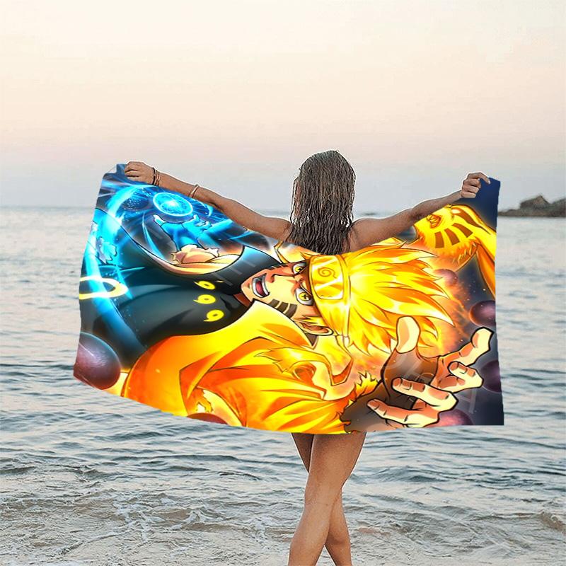 1pc NARUTO (3) Beach Towel, Beach and Seaside Swimming Pool Equipment, Fashion Pattern, Rectangular, Travel Essentials