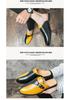 Cross46 Men's Large Summer Closed-Toe Leather Slip-Ons: Fashionable Retro Color Block Outdoor Shoes