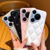 Small Fragrance Leather Grain Lens Full Coverage Protection Case For Huawei Pura80 Ultra Pura 80 Pro 70 Mate 70 Pro + 60 Cover