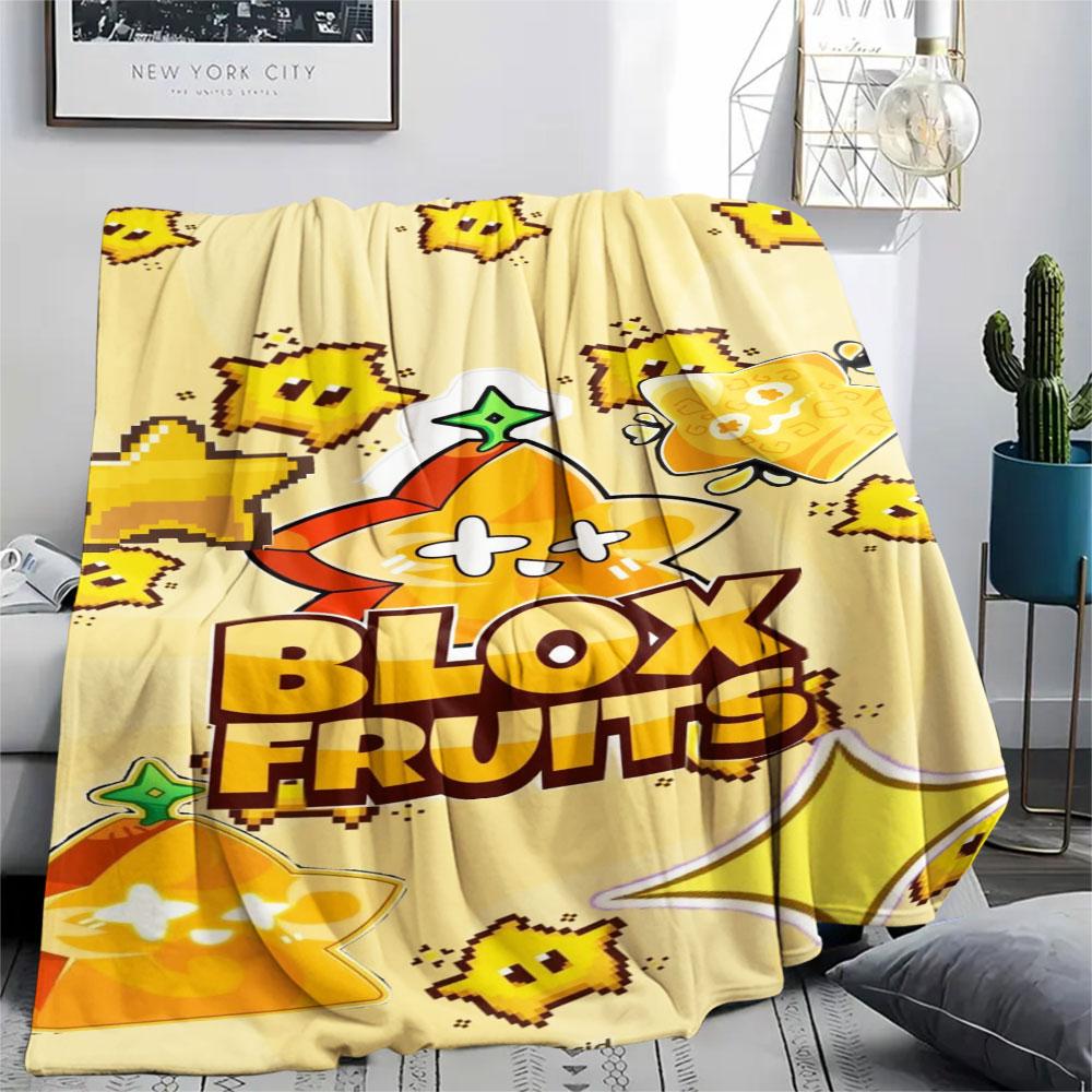 1PC Blox Fruits Patterned Flannel Blanket Suitable For All Seasons for Home Decor Warmth and Comfort Gifts Holiday Present