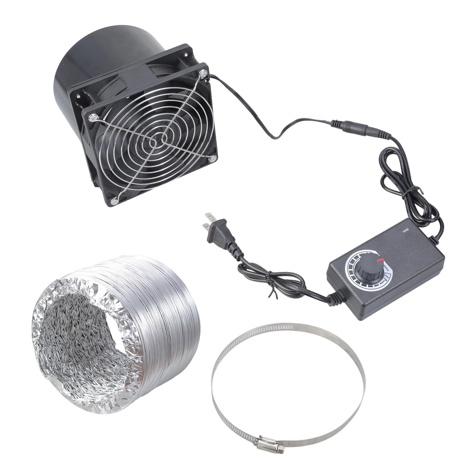 

Double Ball Bearing 12V Exhaust Fan with 3 Duct Plate Kit 210CFM Airflow Adjustable Speed for Hydroponics and Workshops 1