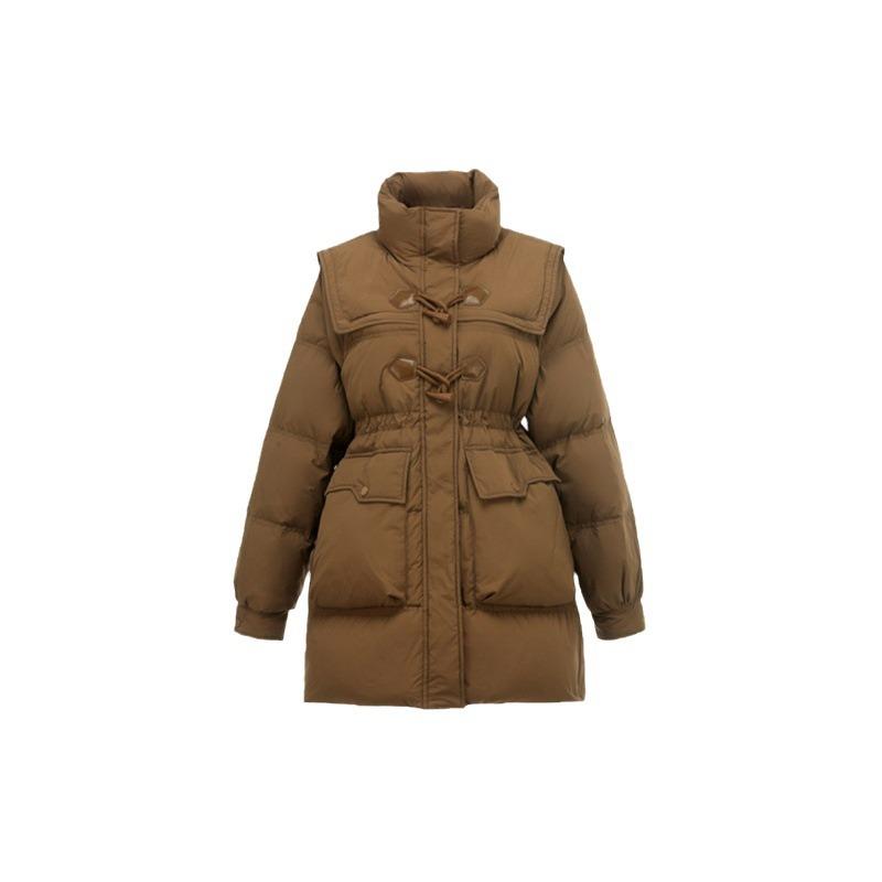 Down jacket women's foreign style winter new medium and long white duck down big pocket fashionable versatile loose thickened coat