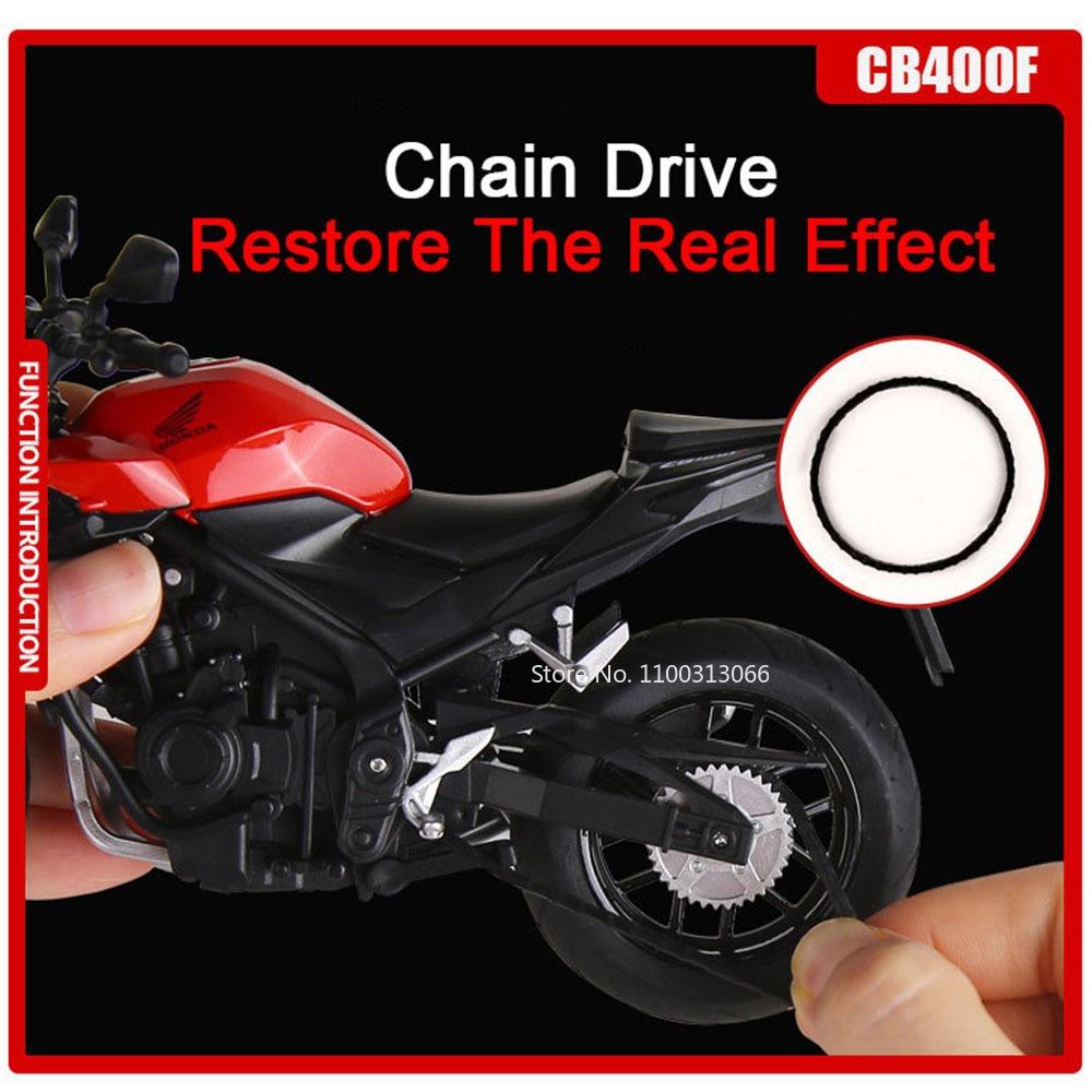 1:12 Honda CB400F R1 Motorcycles Models Toys Cars with Music Light Wheel Steering Miniature Motorcycle Office Table Ornament