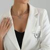 Süßes Cooles Schwarzes Diamant Herz Hämatit Halskette, Mode Tägliche Pendler Accessoires Anhänger Für Frauen
