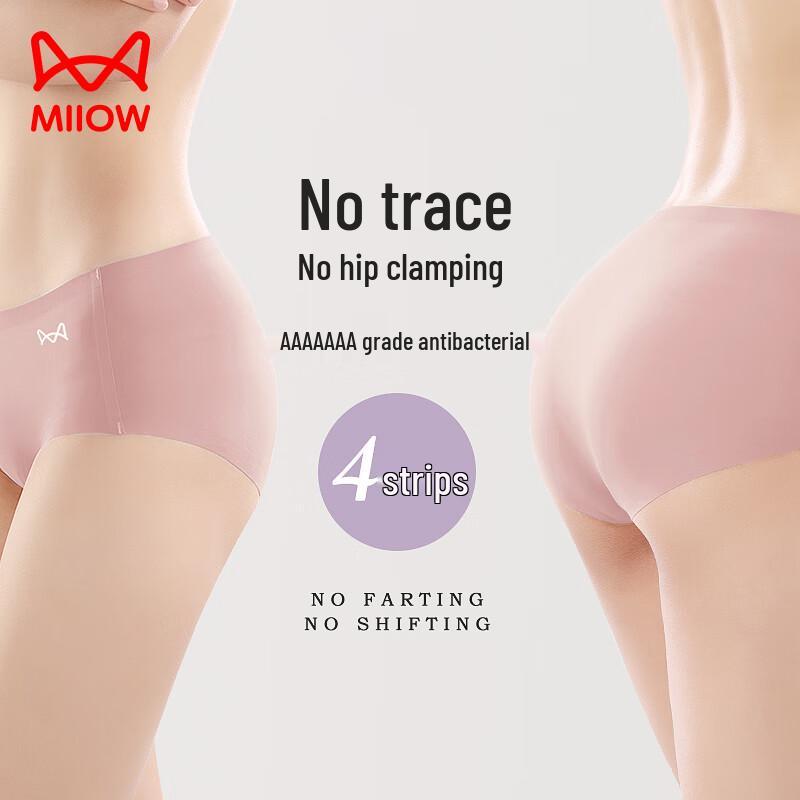 MaoRen Women's Seamless Ice Silk Briefs 4-Pack