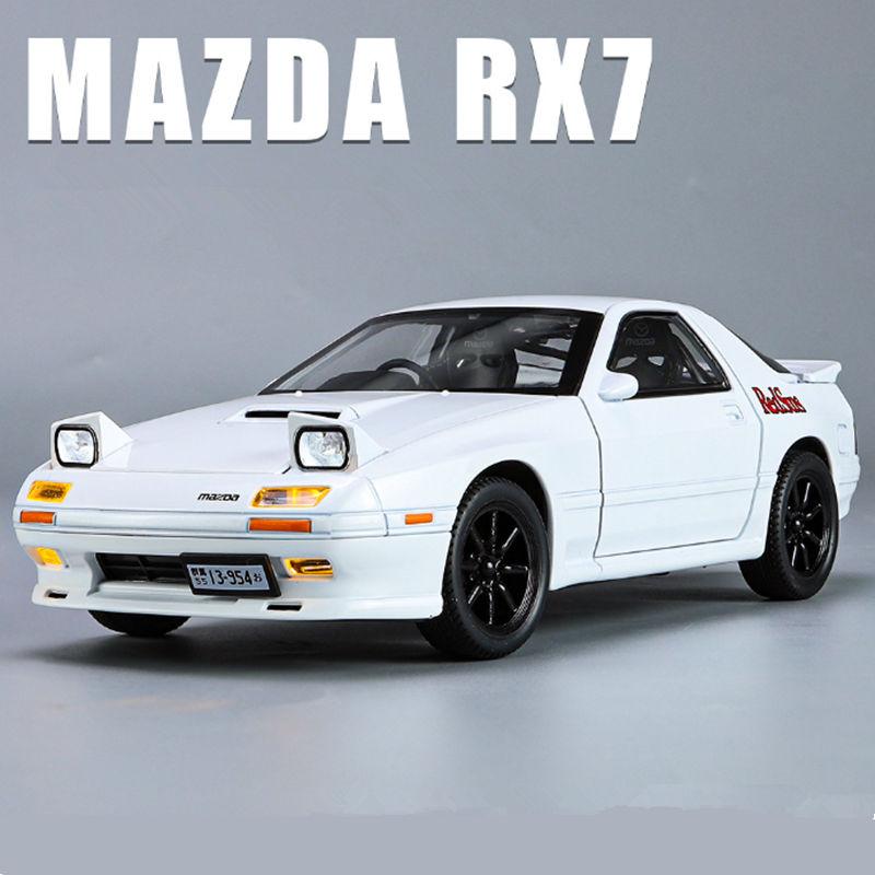 1/24 Mazda RX7 Alloy Sports Car Model Diecasts Metal Toy Racing Vehicles Car Model Simulation Sound and Light Childrens Toy Gift
